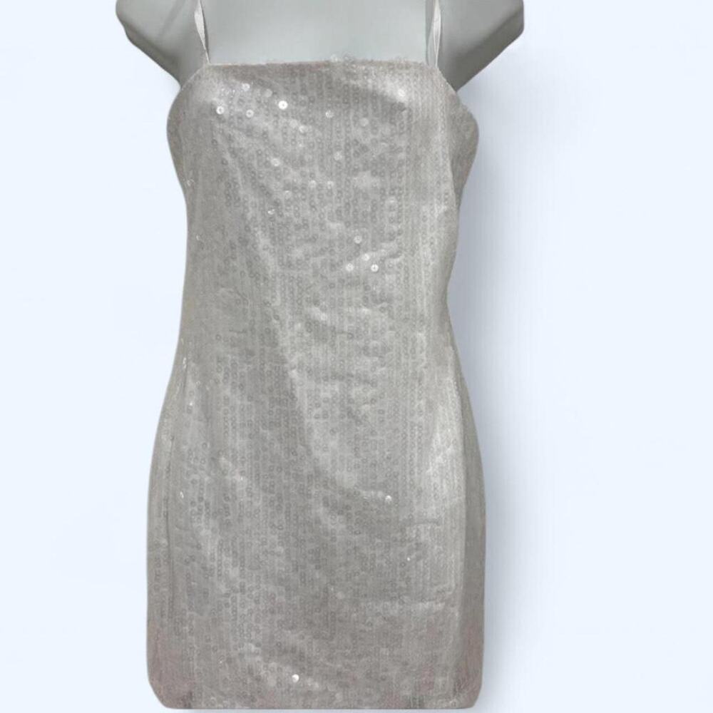 White sequin mini dress partydress